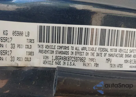 2007 Jeep Grand Cherokee Laredo from USA, damaged, VIN 1J8GR48K87C597062